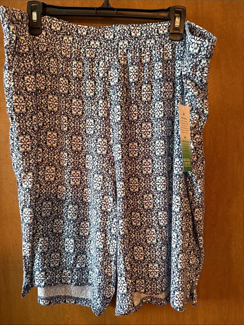 NWT Blue and White Floral Print Bermuda Sleep Shorts